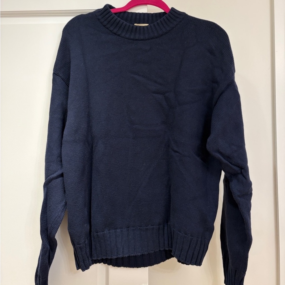 DONNI. Navy Blue Cotton Cashmere Sweater - Picture 5 of 7